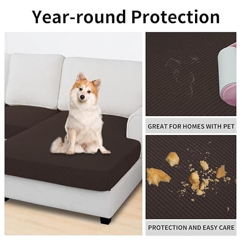 Easy-Going Stretch 3 Pieces Couch Cushion Covers for Sectional Sofa Left/Right L Shape Chaise Lounge Sofa Seat slipcover Anti-Slip Sofa Cover Soft (2 Seater + 1 Chaise, Chocolate) thumbnail 3