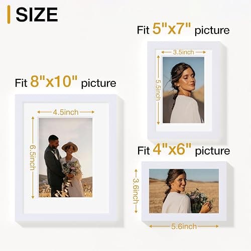 Vittanly 15 Pack Picture Frames Collage Wall Decor for Mounting or Tabletop Display, Gallery Frame Set for Family, Multi Sizes Including 3pcs 8x10, 6pcs 5x7, 6pcs 4x6, White thumbnail 3