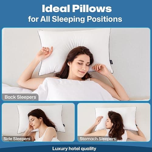 GOHOME Pillows Queen Size Set of 2 - Bed Pillows for Sleeping 2 Pack, Cooling Supportive Hotel Pillows with Premium Soft Down Alternative Fill for Side Stomach and Back Sleepers thumbnail 6