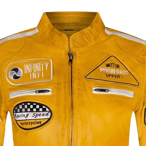 Womens Leather Biker Casual Racing Moto Badges Jacket thumbnail 4