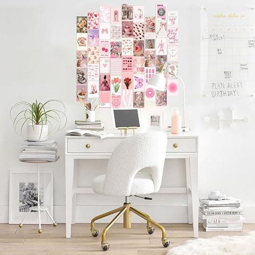 ASTRDECOR Pink Coquette Room Decor Aesthetic Pictures 50 PCS - Coquette Wall Art Prints 4"x6", Trendy Cute Home Decor, Wall Collage Kit For Teen Girls Dorm Bedroom, Vintage Pink Bow Posters thumbnail 6