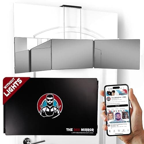 The 360 Mirror - 3 Way Mirror for Self Hair Cutting - Adjustable Trifold Barber Miror to Cut Your Own Hair - Tri Fold Self Haircut System for Men and Women Braiding - Three Sided Miror for Haircuts | Trifold Barber Mirror to Cut Your Own Hair and Beard, See Back of Head, Height Adjustable - Free Tutorials, 1 Year Warranty thumbnail 2