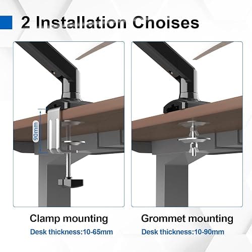 GRIFEMA GB2003-1, Support Ecran PC Moniteur de 13-32 Pouces, Bras Ecran PC VESA 75x75-100x100 MM, Rotation à 360°, Réglable en Hauteur, Charge Maximale de 9 KG, Noir thumbnail 6