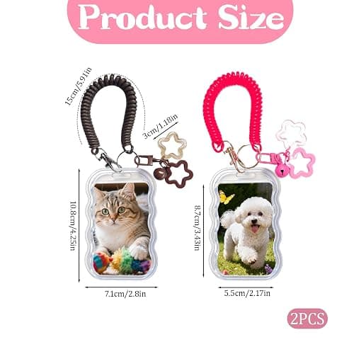 Qoncosy 2 Pack Cute Photocard Holder Keychain Kpop Photo Card Holder | Transparent PC Holder with Star Wave Design for Bus Student Card, Creative Photo Protector Keychain thumbnail 3