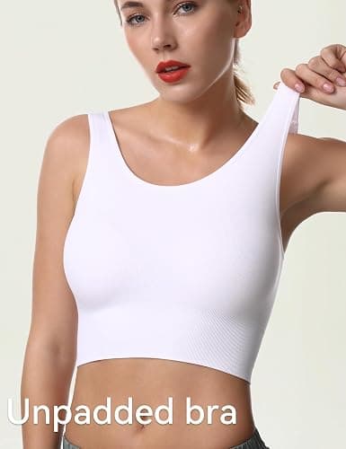 SPRIMEMONG Women's Light Support Sport Bra Wireless Longline Comfy Bra-Seamless Yoga Crop Tops thumbnail 3