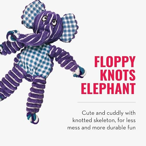 KONG Floppy Knots & Signature Balls (2 Pack) - Knotted Dog Toy Entices Play & Satisfies Instincts - Dog Supplies with Minimal Stuffing - Strong Dog Toy Balls for Fetch - Elephant, for Large Dogs thumbnail 5