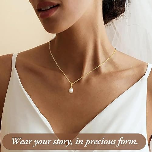 Yoosteel Gold Pearl Necklaces for Women - Dainty 14K Gold Plated Pearl Choker Pendant Necklace for Women Trendy Gold Simple Elegant Necklaces Bridesmaid Wedding Gifts Jewelry thumbnail 4