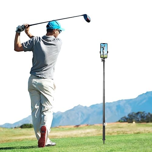BMZX Golf Tripod Monopod, 47" Selfie Stick for Golf Swing Training & Recording | with Spike, Tripod, Phone Holder, 1/4"-20 Screw, Carry Bag | Compatible with iPhones, Android & Cameras - Image 1