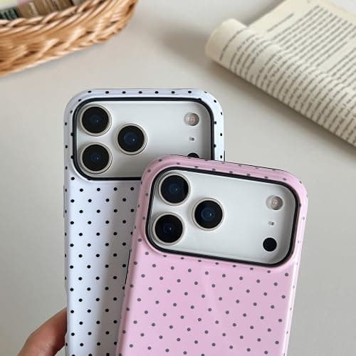 Longlayss Compatible for iPhone 17 Pro Max Case Cute Polka Dot Phone Case | Cute Aesthetic Polka Dot Phone Cover for Women Girl Shockproof Slim TPU and Hard PC Protective Cover (White) thumbnail 4