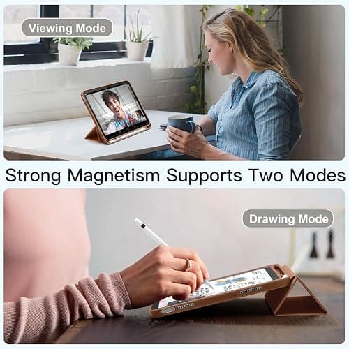 Akkerds Compatible with iPad (A16) 11th Generation Case 11 Inch 2025, for iPad 10th Generation Case 10.9 Inch 2022 with Pencil Holder, Slim Trifold Stand Protective Cover with Soft TPU Back, Brown thumbnail 6