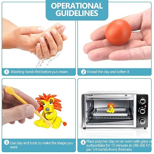 CiaraQ 50-Color Polymer Clay Oven Bake Modeling Kit | 14 sculpting tools, 2‑layer box, accessory pack, guide. Great for gifting, school, home, kids & artists. thumbnail 7