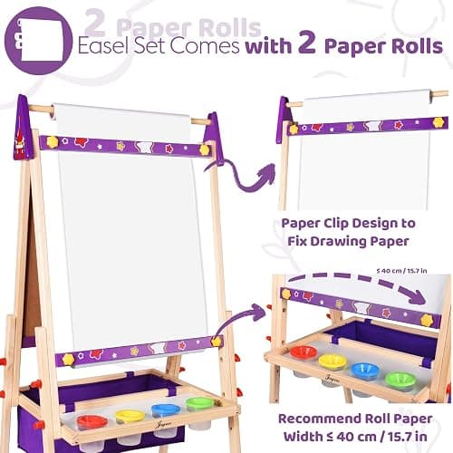 Joyooss Art Easel for Kids Easel for Toddlers,Adjustable Standing Wooden Toddler Easels Kid Whiteboard & Chalk Board Kids Dry Erase Board,Art Easel for Kid Age 2-4 4-8 9-12 Drawing Easels thumbnail 4