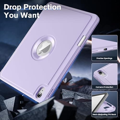 MoKo for iPad (A16) 11th Generation 2025 11-inch/10th Generation 10th 2022 10.9 inch Case with Pencil Holder, Smart Trifold iPad Case with Soft TPU Back Stand Cover, Auto Wake/Sleep, Taro Purple thumbnail 3
