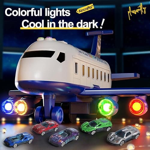 Airplane Toy Race Track Kids Toys, Foldable 4 Layer Toddler Car Track Playset, Toy Plane Transport Car Carrier & 6 Race Cars, Toddlers Toys Birthday Xmas Gifts for Age 3 4 5 6+ Years Old Boys Girls thumbnail 4