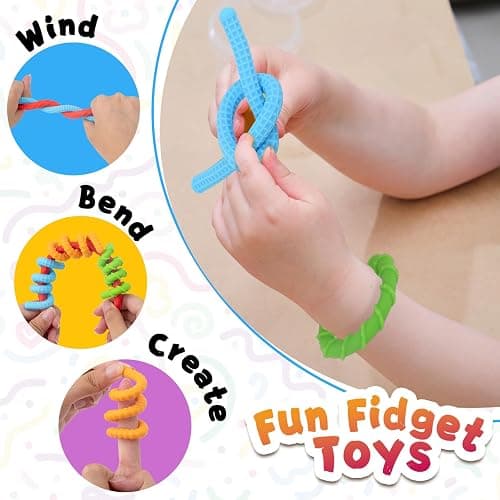Fidget Toys for Kids 3+, Textured Silicone Sensory Sticks, 6 Pack | Sensory Toys for Anxiety Relief, Autism Toys for Toddlers with Autism, Travel Toys for Kids 3+ & Adults thumbnail 3