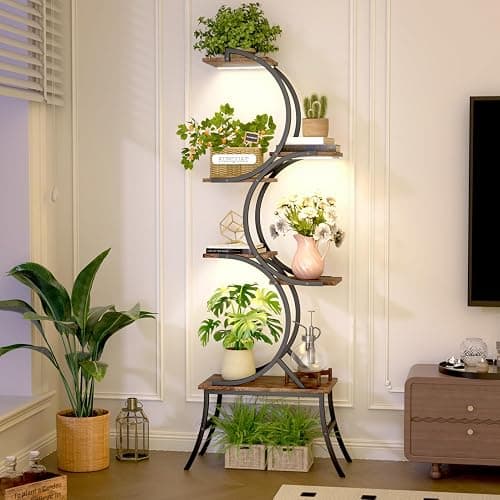 Nevsokio Indoor Plant Stand With Grow Lights 63 Inch Tall Plant Shelf for Small Medium Plant 6-Tier Metal Corner Flower Stand Sturdy Plant Rack for Home Decor thumbnail 2