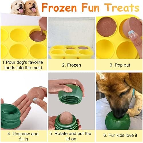 BABORUI 6 Cavities Silicone Dog Treat Molds for Woof Pupsicle & Power Chewer Pupsicle Large 25-75lbs, Reusable Frozen Dog Treat Molds for Making Puppy Favorite Freeze Refill Ice Popsicle Treats (L) thumbnail 4