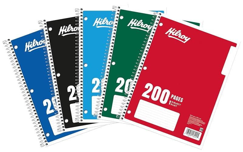 Hilroy 1-Subject Notebook, 8" x 10.5", 200 Pages, Colour May Vary (13224) | Wide Ruled, 3-Hole Punched, Spiral Coil Binding thumbnail 8
