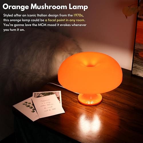 UEHICT Orange Mushroom Lamp, Mushroom Shaped Donut Lamp with 3 Lighting Modes, 70s Retro Mid Century Modern Light for Bedroom, Dimmable Funky Unique Light Cool Home Decor Aesthetic thumbnail 2