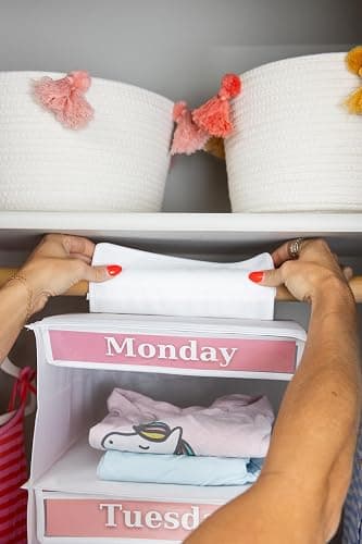 Weekly Clothes Organizer for Kids, Hanging Closet Days of the Week Shelves thumbnail 6