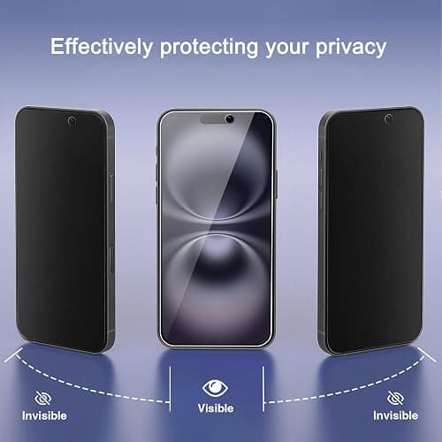 Ailun 3 Pack Privacy Screen Protector for iPhone 16 [6.1 inch] + 3 Pack Camera Lens Protector, Anti Spy Private Tempered Glass Film, Case Friendly, [9H Hardness][Not for iPhone 16e/16Pro/Plus/ProMax] thumbnail 2