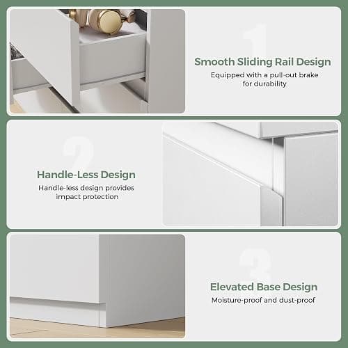 Orgobysol White 9 Drawer Dresser for Bedroom,Modern Wood Dressers & Chest of Drawers with No-Handle Design, Long Dressers for Closet Living Room,Nursery,Hallway (59.06 * 32.28 * 14.57 in) thumbnail 7