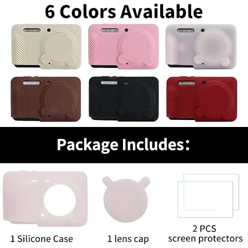 Rieibi Silicone Case for Kodak PIXPRO FZ55 Case, Accessories for Kodak PIXPRO FZ55 Camera Case with 2 Pcs Screen Protectors, Detachable Lens Cover for PIXPRO FZ55 Camera,Coffee thumbnail 7