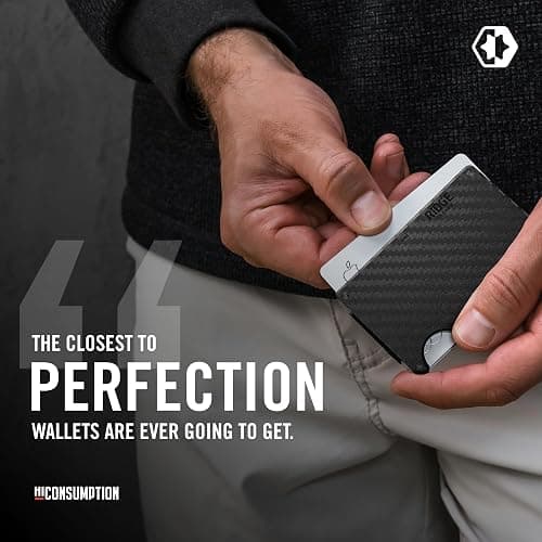 Ridge Wallet for Men - Slim Minimalist Compact Wallet and Card Holder, RFID Protected Front Pocket Wallets for Men with Integrated Cash Strap (Carbon Fiber 3K) thumbnail 5