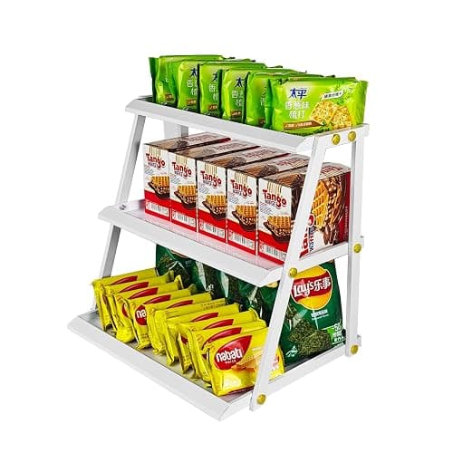 CozyNova 3 tier candy display - Snack holder with snack holder - Multi-functional counter snack and chip holder for stores - Cupcake display stand (White) thumbnail 5
