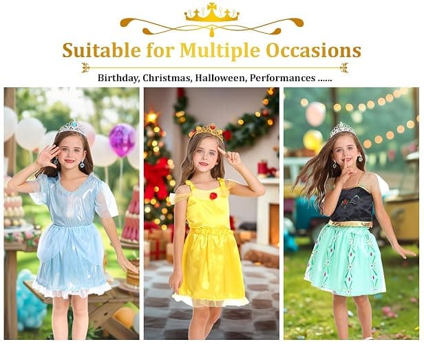 LIMIROLER Princess Dress Up Clothes for Little Girl Role Play Costume Gift Set Princess Dress Up Toys for Toddler Girls thumbnail 4