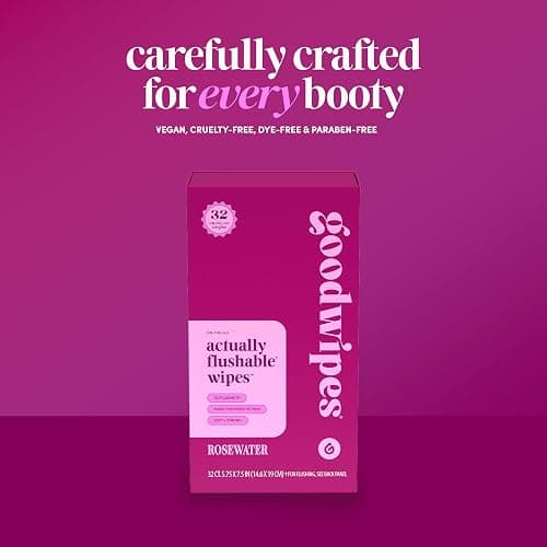 goodwipes Flushable Wipes for Women - Rosewater Individually Wrapped Travel Butt Wipes To Go, Mini Purse & Festival Essentials for Adults, pH Balanced for Feminine Hygiene, 32 Count (1 Pack) thumbnail 5