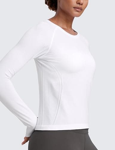 CRZ YOGA Seamless Long Sleeve Shirts for Women Waist - Workout Athletic Running Gym Yoga Tops Crewneck Breathable Quick Dry thumbnail 3