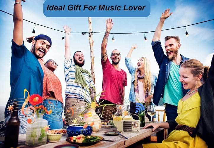 Dosmix Retro Bluetooth Speaker, Vintage Decor, Portable Wireless Bluetooth Speaker, Cute Old Fashion Style for Kitchen Desk Bedroom Office Outdoor Accessories for iPhone Android (Yellow) thumbnail 7