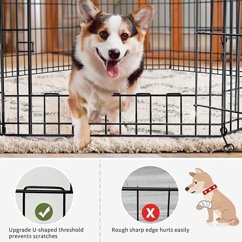 PETIME Foldable Metal Dog Exercise Pen/Pet Puppy Playpen Kennels Yard Fence Indoor/Outdoor 8 Panel 24" W x 24" H with Bottom Pad (with Bottom pad, 8 Panels 24" H) thumbnail 5