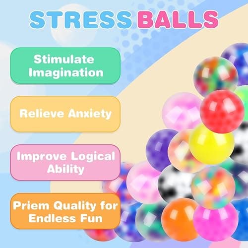54Pack Stress Balls, Squishy Squeeze Balls Bulk Fidget for Adults Squishy Balls Stress Relief Balls, Stress Balls for Adults, Party Favors, Goodie Bag Stuffers thumbnail 3