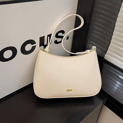 Aucuu Handtasche Damen, Umhängetasche Damen Klein Handtasche, Y2K Crossbody Bag, PU Leder Schultertasche, Mini Hobo Bag Retro Achsel Tasche, Shoulder Bag für Dating Party Einkaufe - #4 Weiß thumbnail 8