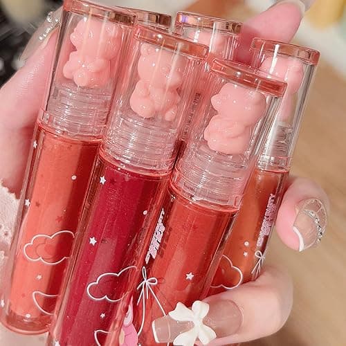 6Pcs Bear Lip Glaze Jelly Lipstick, Liquid Lipstick Cute Bear Lipgloss Moisturizing Lip Stain Plumping Water Lip Gloss Waterproof Long Lasting Cheek Rouge Tint Cosmetics Beauty Makeup thumbnail 7