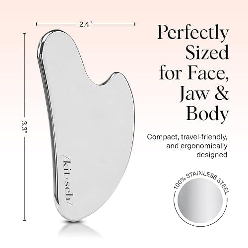 Kitsch Stainless Steel Gua Sha Facial Tools - Guasha Tool for Face, Face Sculpting Tool, Jawline Shaper, Double Chin Reducer, Body Gua Sha Tools, Lymphatic Drainage Massager, Facial Skin Care - Silver thumbnail 5
