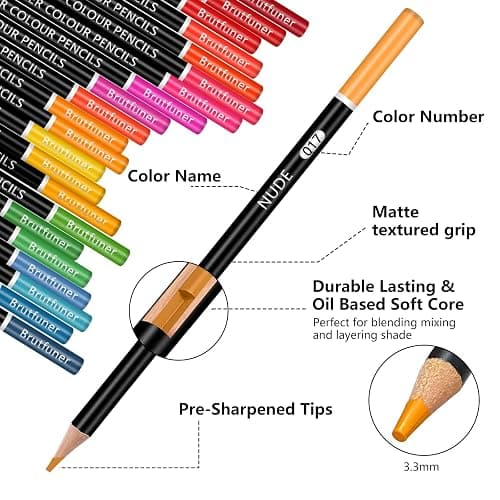 NICETY Colouring Pencils Art Set - 76 Coloured Pencils for Adults Artist, Quality Oil-based Soft Core Coloured Leads Professional Pencils Perfect for blending, in Zipper Case thumbnail 4