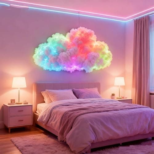 DIY USB-Powered Thundercloud LED Light Decor - 3D Big Cloud Lightning Light, RGB+IC Music Sync & Multicolor Effects for Bedroom, Gaming, Partys (200cm/6.56ft) thumbnail 4