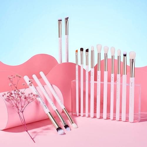 Jessup Eyeshadow Brushes 15pcs, Natural Eye Brush Set for Eyeshadow Blending Concealer Eyebrow Eyeliner, Blushing Bride T294 thumbnail 7