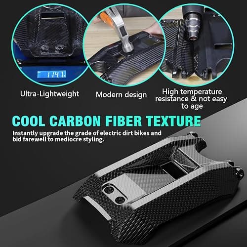 Funparts Surron Battery Cover Carbon Fiber Motorcycle EBike Battery Lid Guards Wrap for Surron Sur Ron Light Bee X/S Electric Dirt Bike Black thumbnail 3