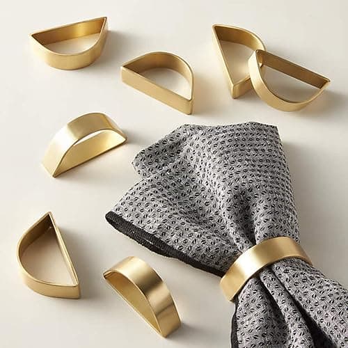 Cuff Brushed Gold Napkin Rings Set of 4, Modernist Napkin Ring Holder for Wedding, Banquet, Metallic Adornment for Table Settings, Glossy Serviette Buckles Decor (Semicircle) - Image 1