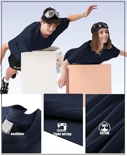KEEPSHOWING Men's Cotton T-Shirts Oversized Unisex Short Sleeve Crew Neck Loose Basic Tops Solid Athletic Tee thumbnail 3