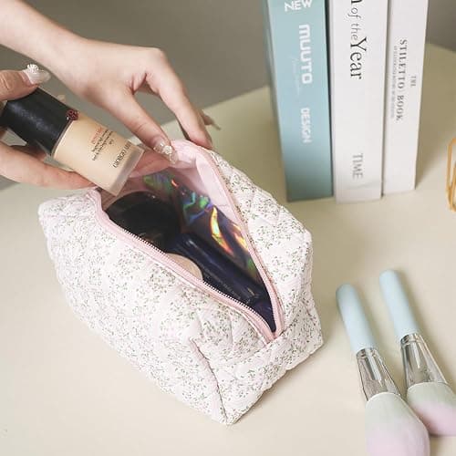Suweiyuanshiyi Floral Makeup Bag,Multi-Functional Coquette Cosmetic Bag,Soft Fuzzy Cosmetic Pouch Puffy Travel Toiletry Bag,Aesthetic Makeup Brushes Storage Bag for Women Girls Girlfriends thumbnail 4