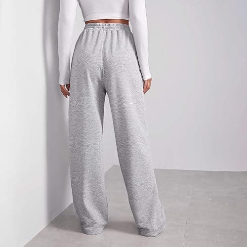 Baggy Wide Leg Sweatpants for Women Fleece High Waist Joggers with Pockets Lightweight Comfy Drawstring Sweat Pants thumbnail 3