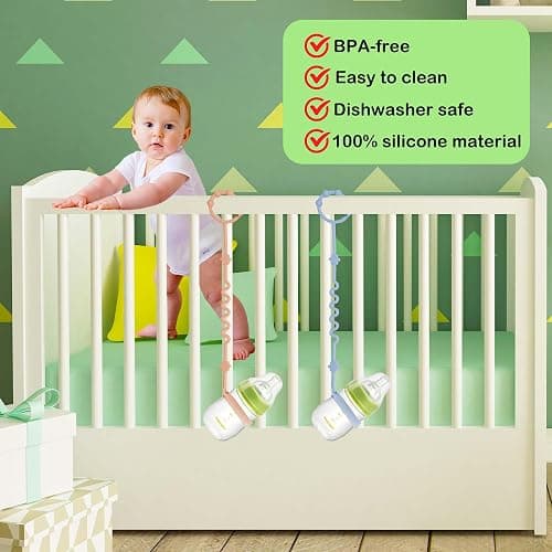 RTMOK (4Pcs) Sippy Cup Strap Keep Bottles and Sippy Cups Off The Floor, Sippy Cup Holder Strap Suitable for High Chairs, Strollers and Water Bottles- Dishwasher Safe thumbnail 5