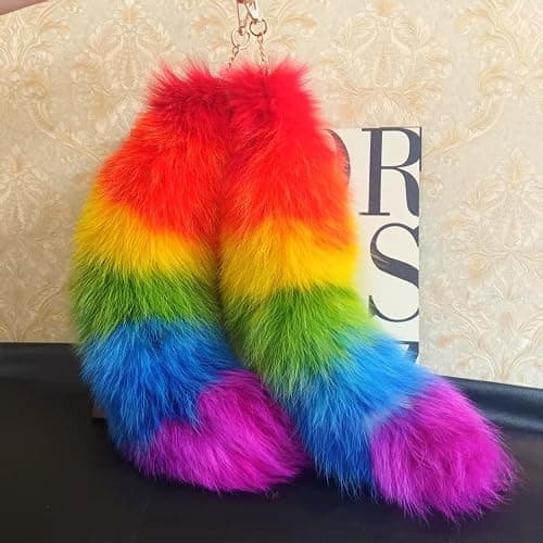 COSEARTUME Big Therian Fox Tail Cosplay Fur Wolf Tails Keychain Halloween Fox Costume Accessories for Kids Adult thumbnail 3