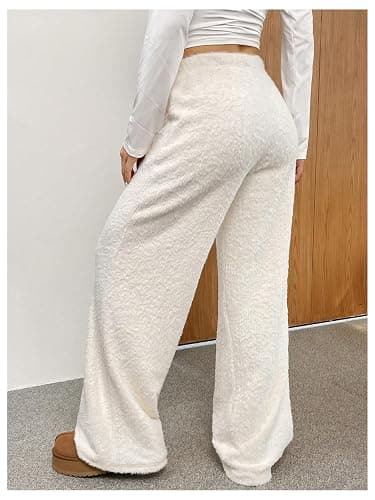 Verdusa Women's Fuzzy Fleece Lounge Pants Elastic Waist Pajama Bottoms thumbnail 2