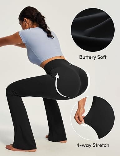 IUGA Mini Flare Leggings for Women Tummy Control Hidden Scrunch Butt Flared Yoga Pants with Pockets No Front Seam Workout thumbnail 6